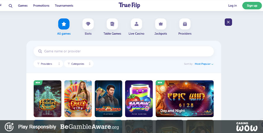 TrueFlip.io Casino Games