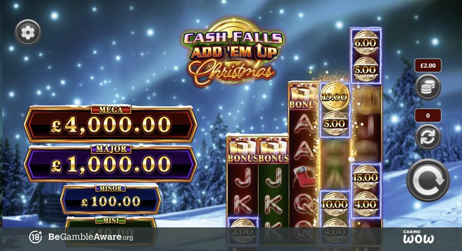 Cash Falls Add ’Em Up Christmas Bonus Feature