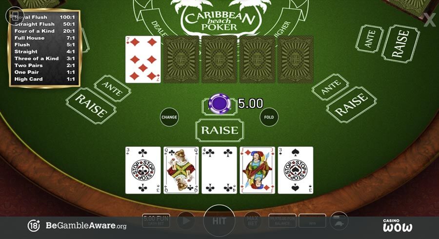 Caribbean Beach Poker Gameplay