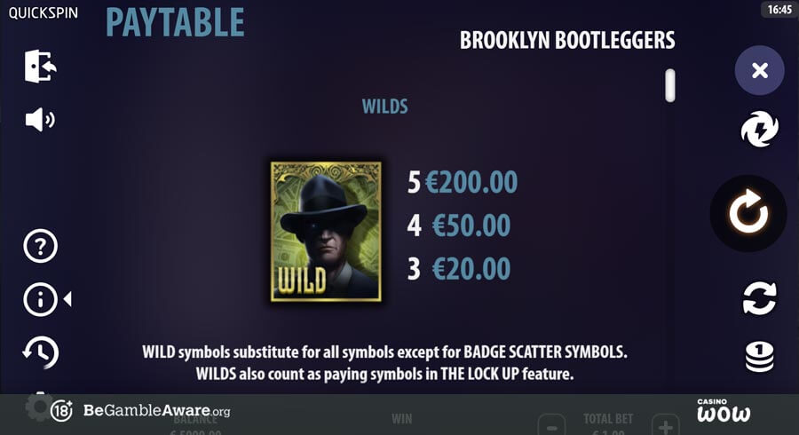Brooklyn Bootleggers Paytable