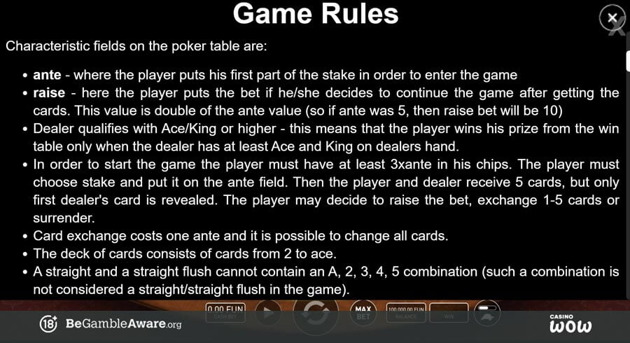 Caribbean Beach Poker Rules