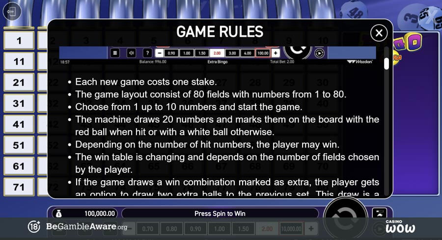 Extra Bingo Rules