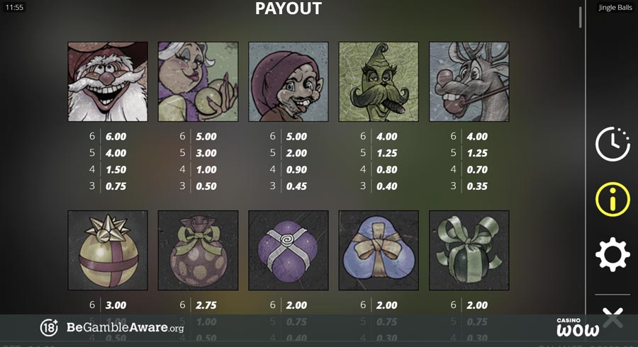 Jingle Balls Paytable