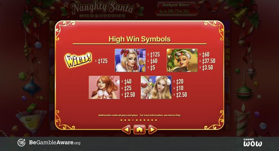 Naughty Santa Paytable