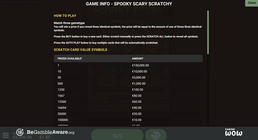 Spooky Scary Scratchy Rules