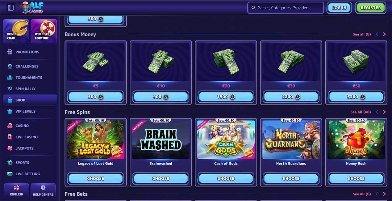 Bonus Shop at Alf casino