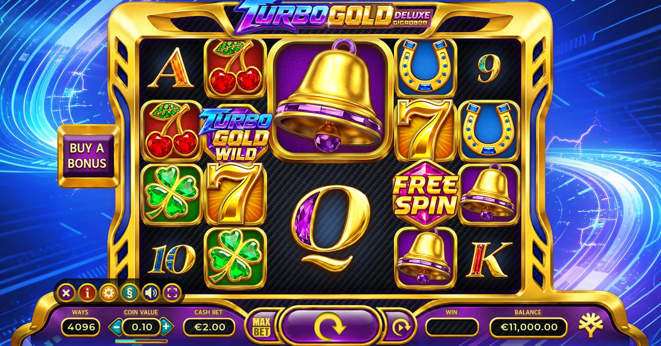 Turbo Gold Deluxe GigaBlox game grid by Yggdrasil