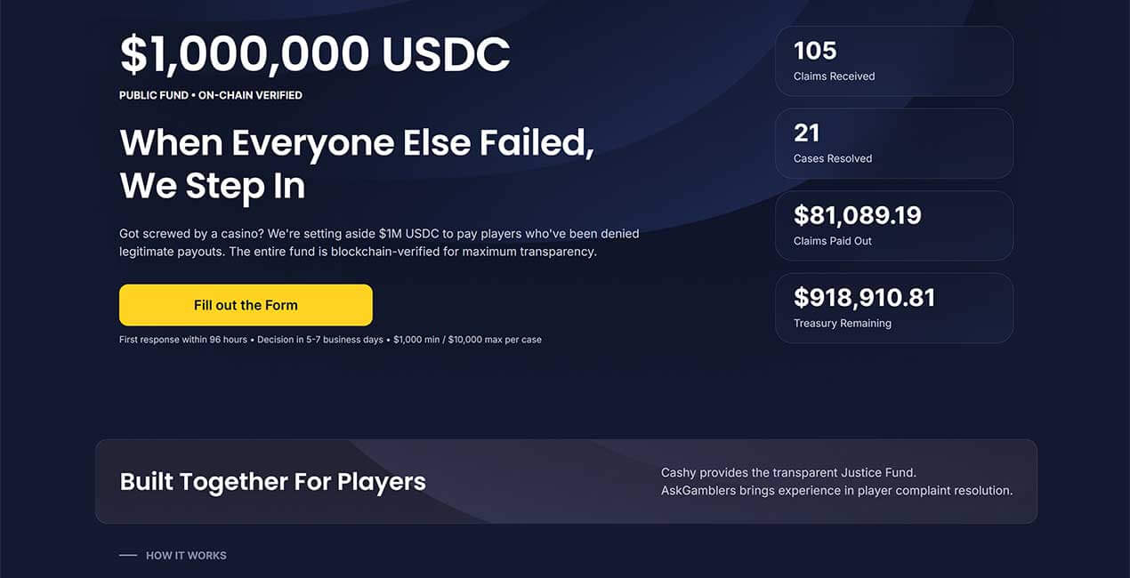 The Justice Fund at Cashy casino