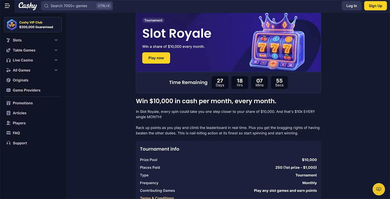 Slot Royale Tournament at Cashy casino