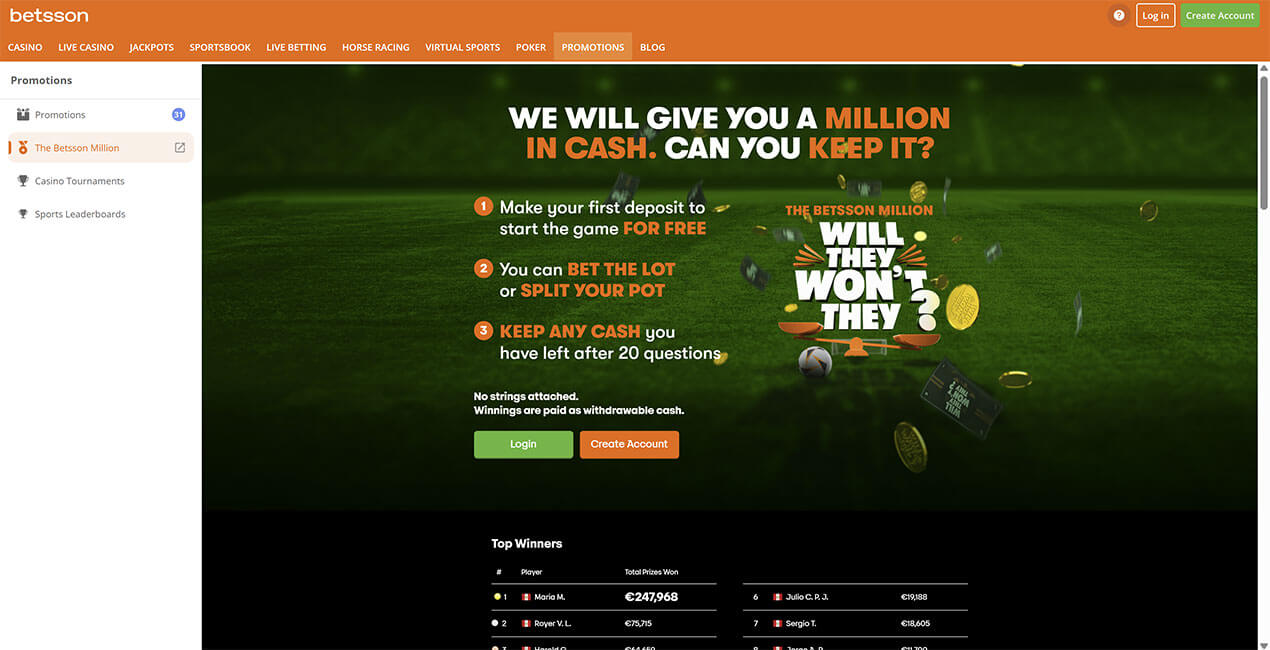 Betsson Million promo