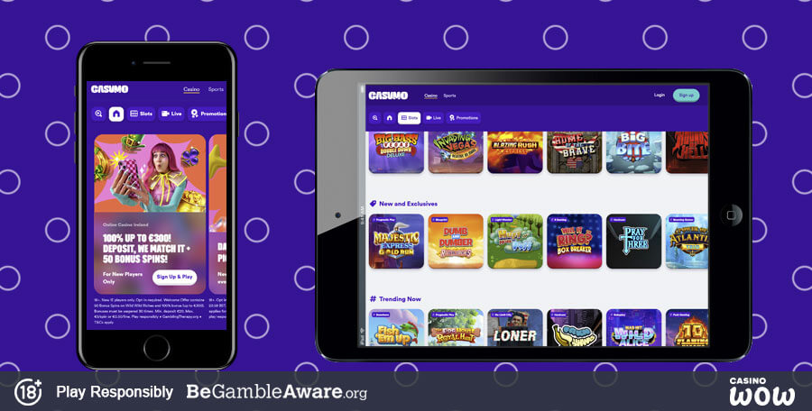 Interfaz móvil de Casumo casino