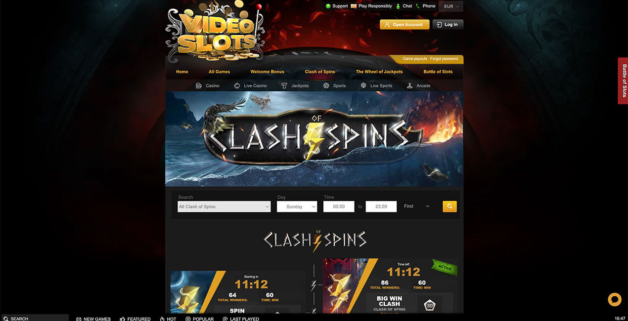 Clash of Spins at Videoslots casino