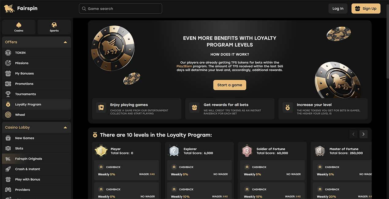 Fairspin casino Loyalty Program