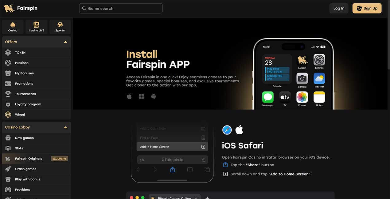 Fairspin casino Mobile App