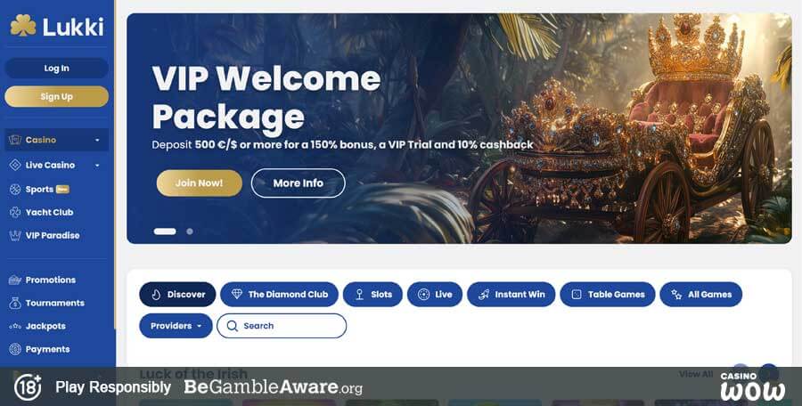 Lukki Casino Homepage