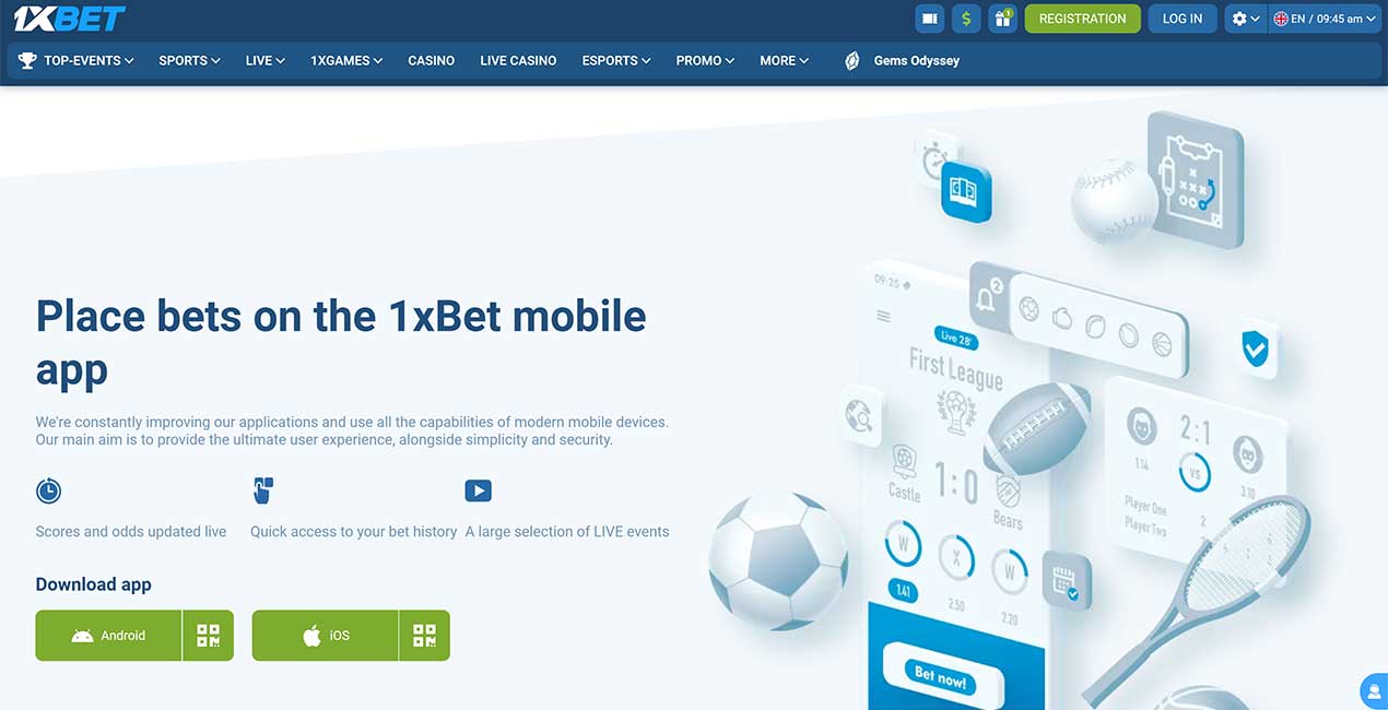 1xBet casino Mobile App