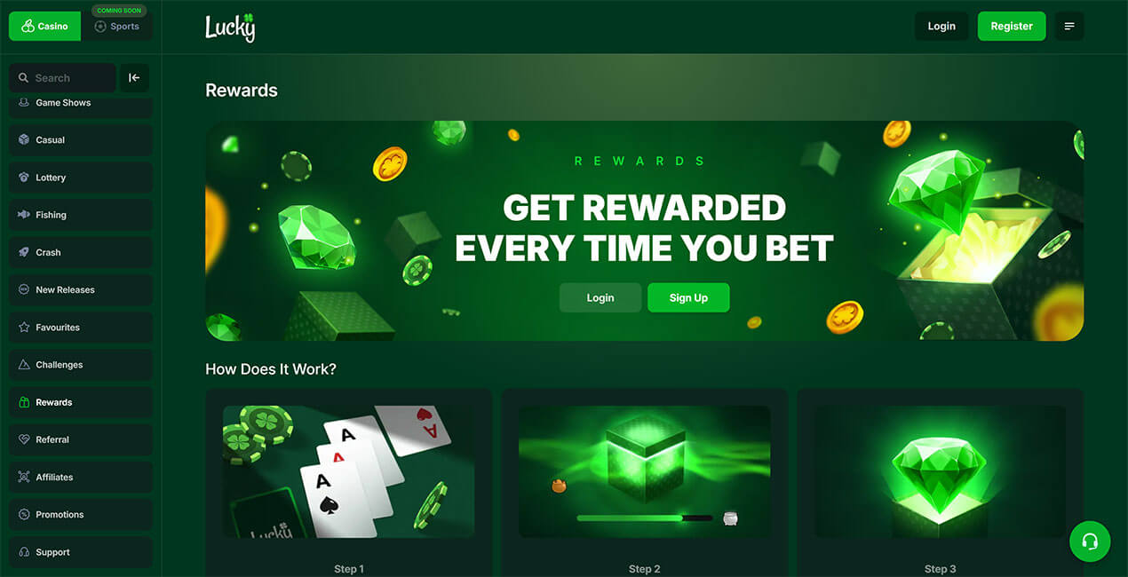 Rewards at Lucky.fun casino