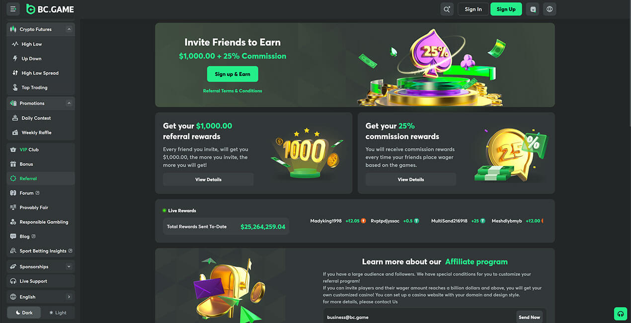 BC.GAME casino Referral Program