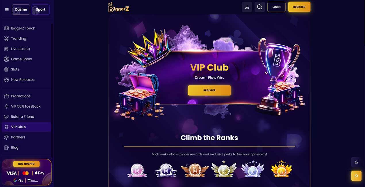 BiggerZ casino VIP club