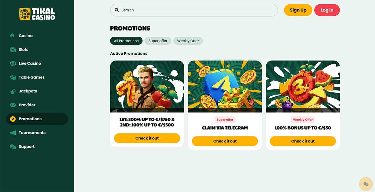 Tikal casino Promos