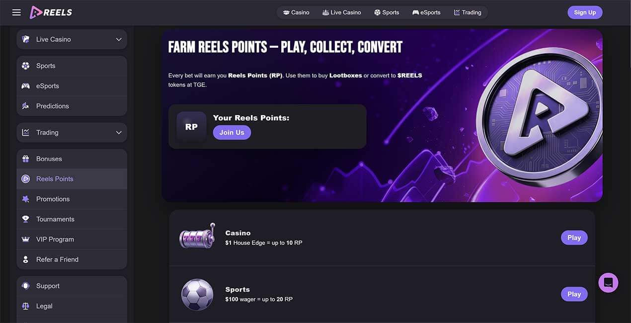 Reel Points at Reels.io casino