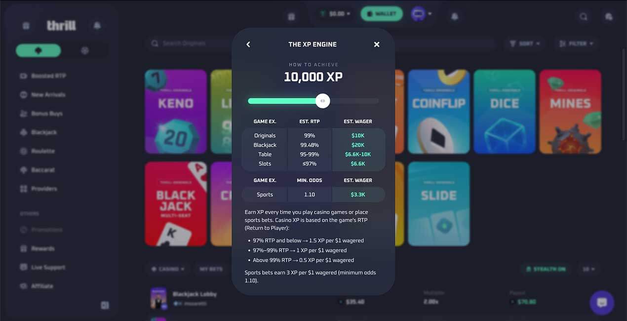 XP Engine at Thrill casino