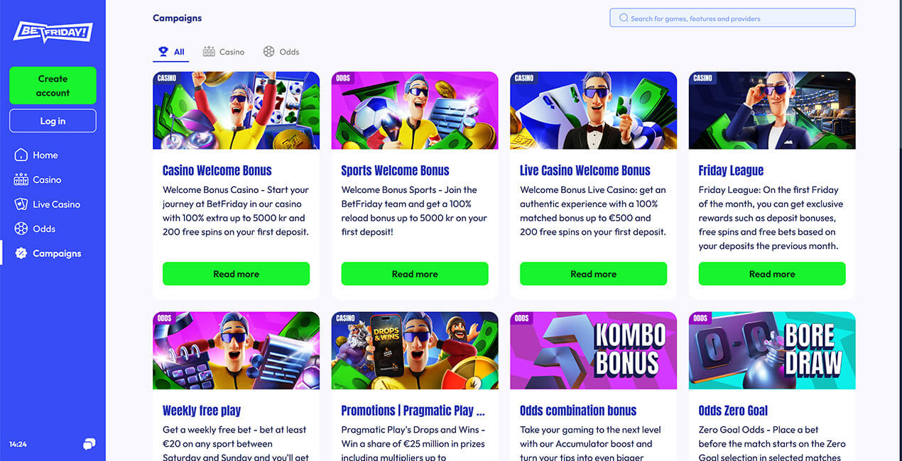 BetFriday casino Promotions