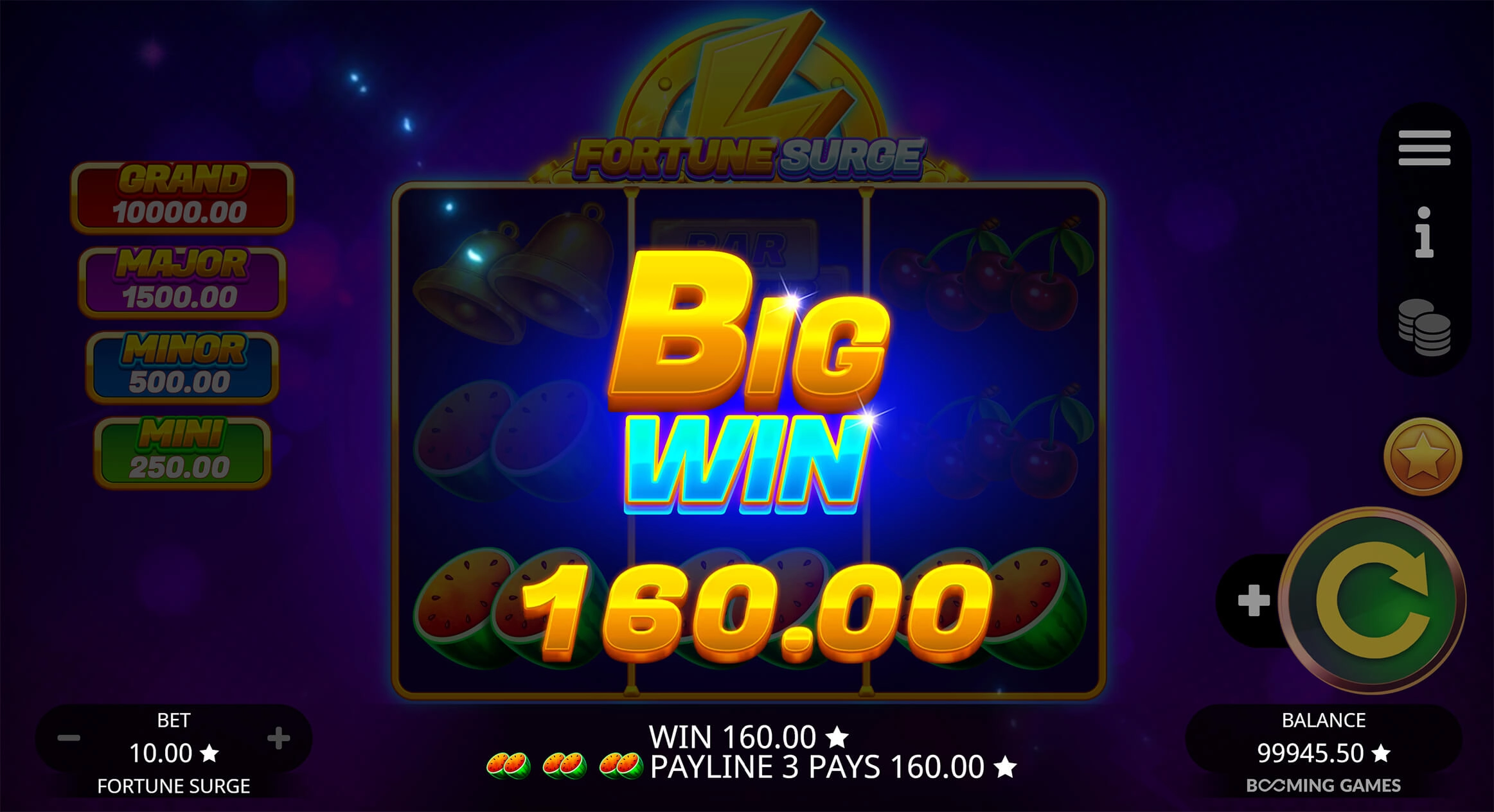 Fortune Surge Win Screen by Booming Games