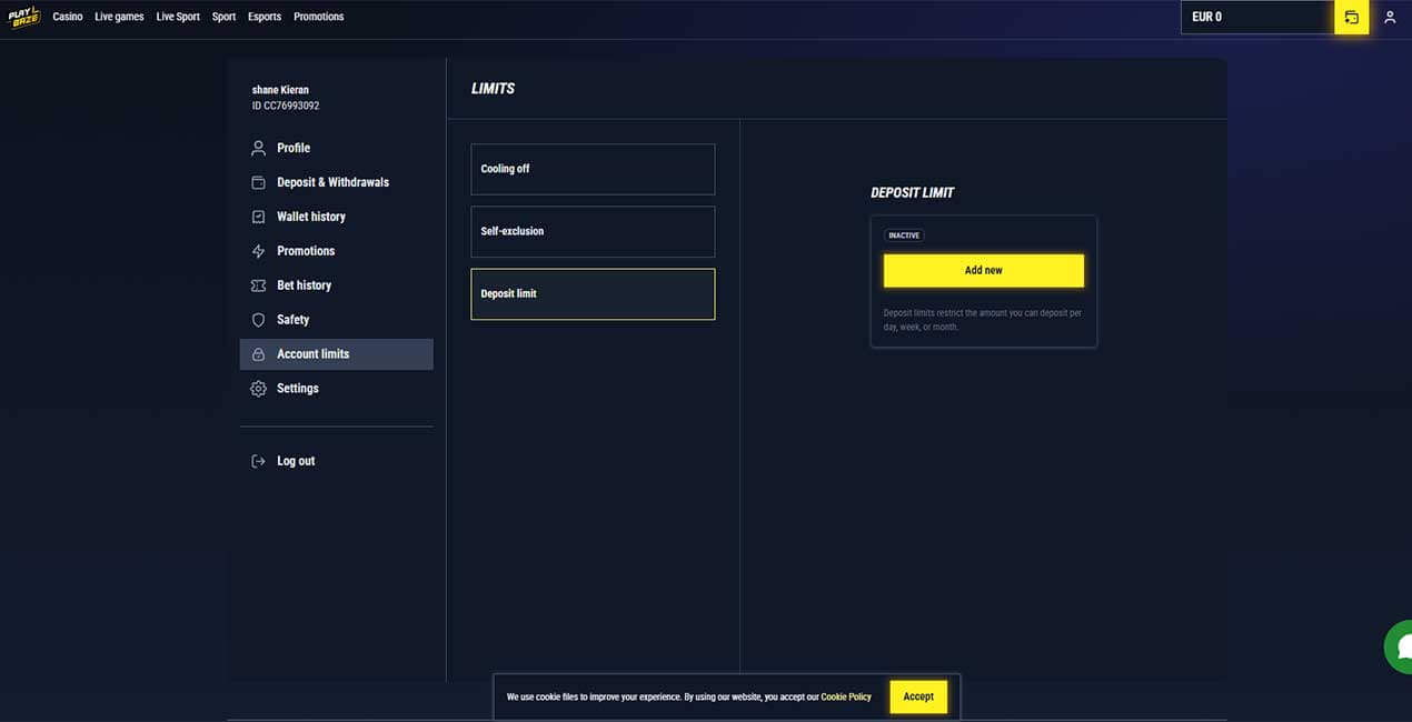 Responsible gambling tools at Playbaze casino