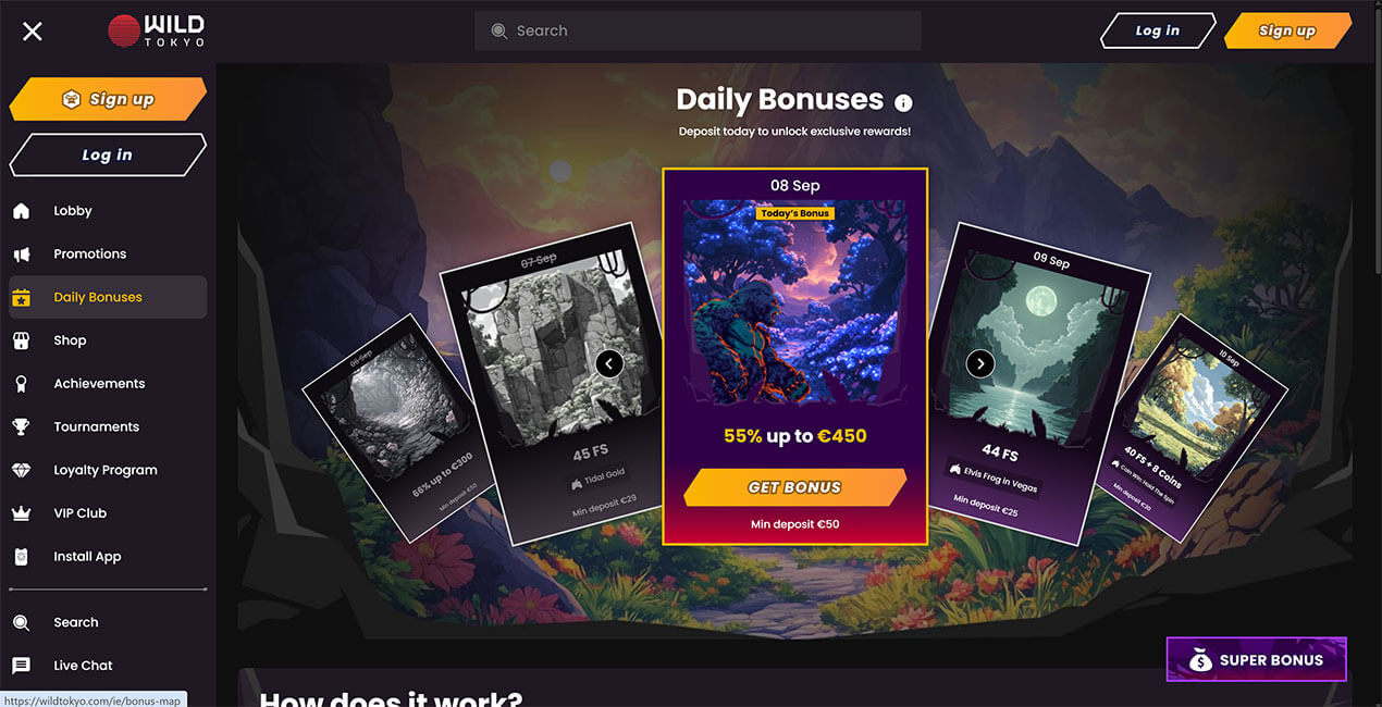 Wild Tokyo casino Daily Bonuses