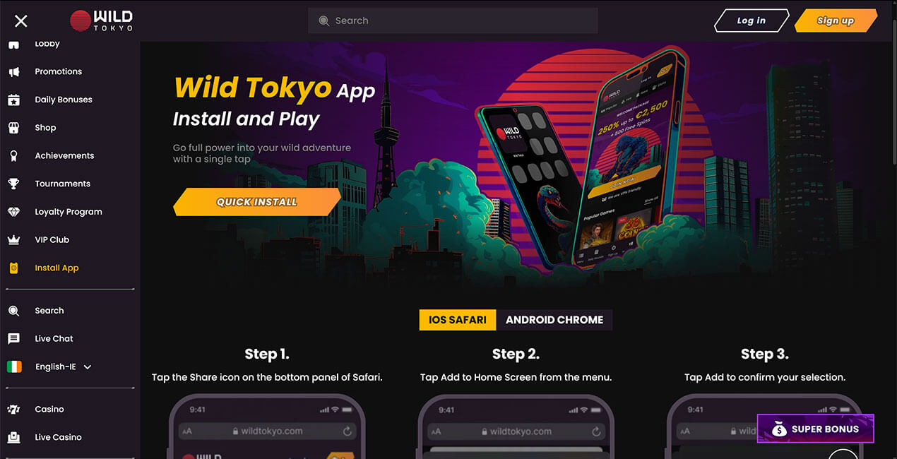 Wild Tokyo casino mobile app