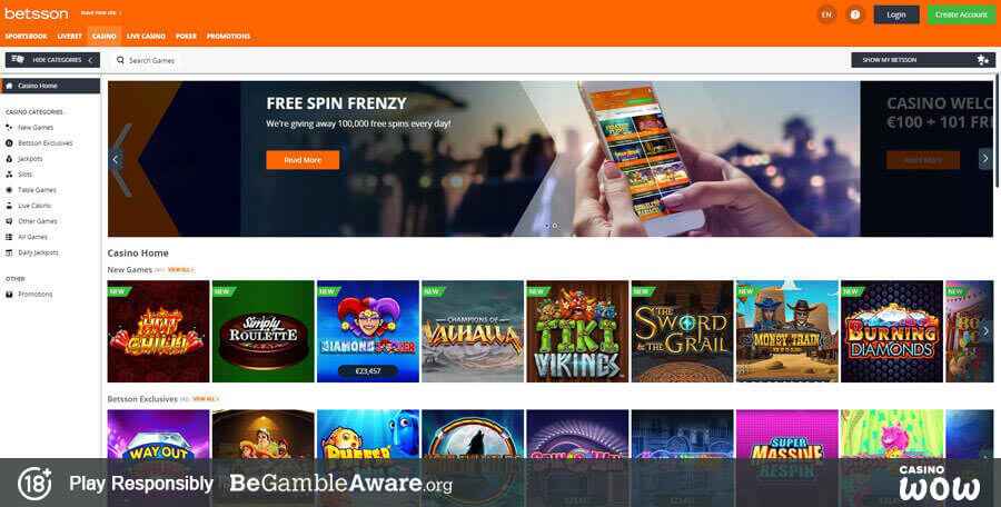 Betsson Casino Games