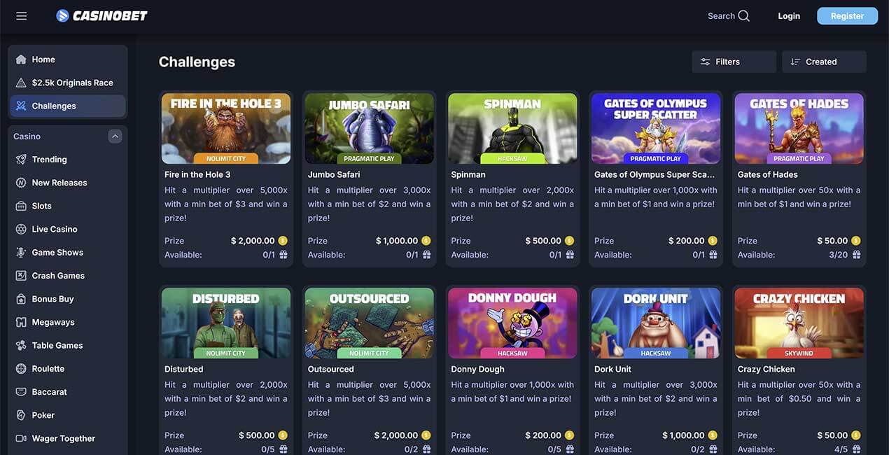 Casinobet Challenges
