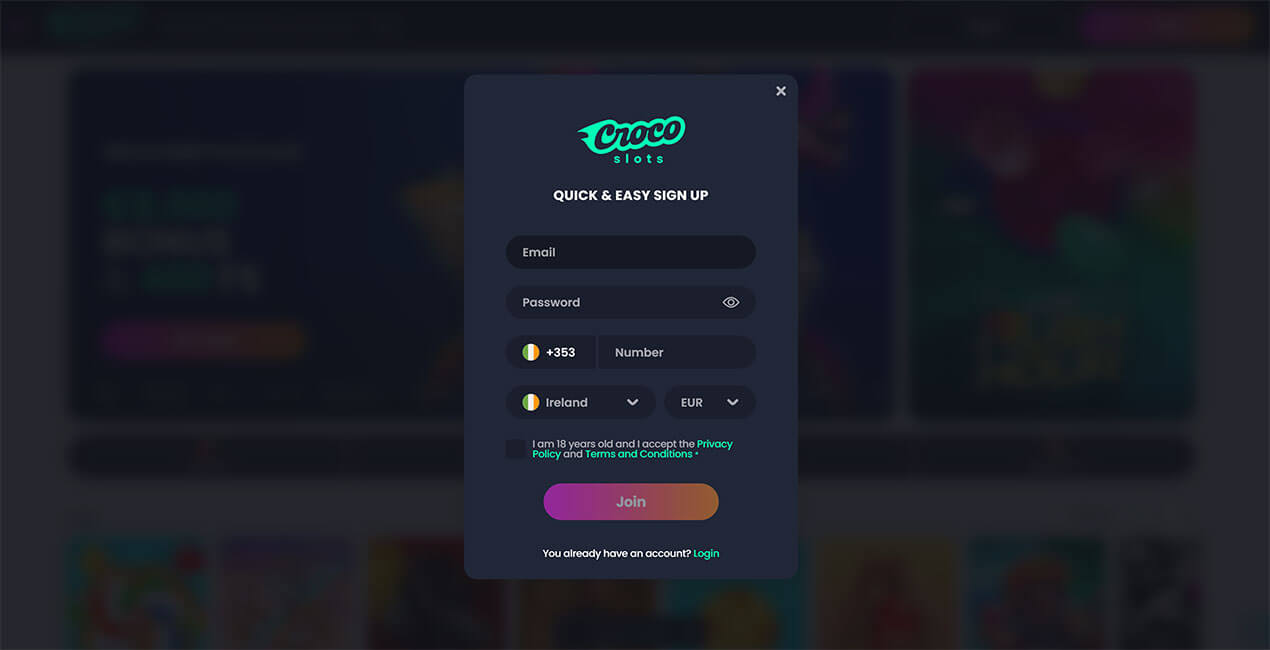 Crocoslots casino Registration