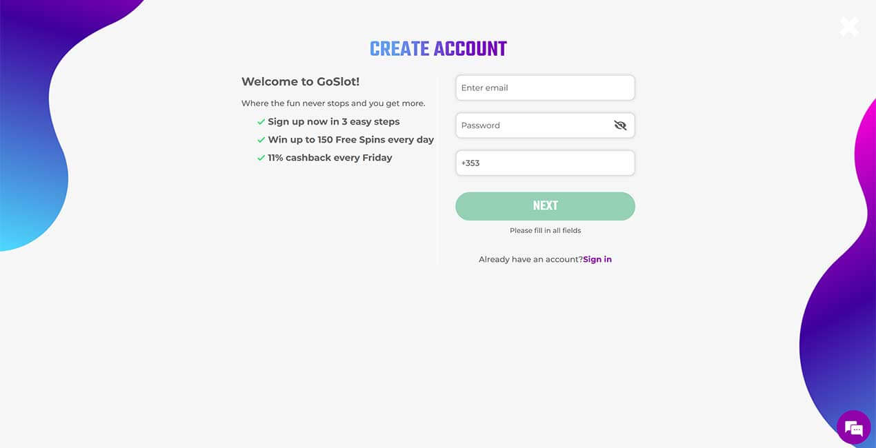 GoSlot casino registration