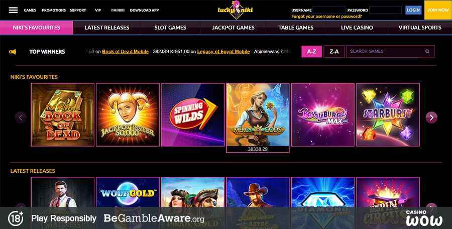 LuckyNiki Casino Games