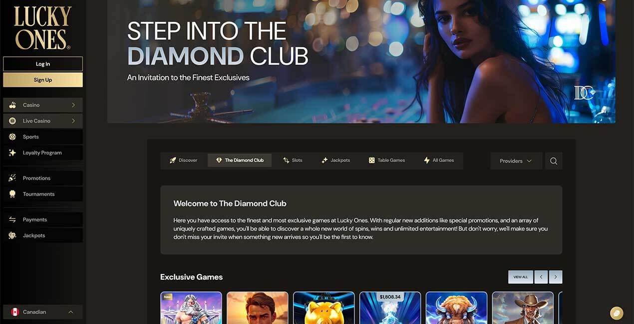 Diamond Club Exclusive games at Lucky Ones casino