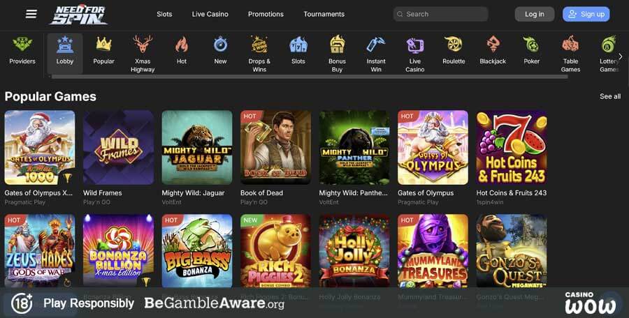 Need For Spin Casino Games