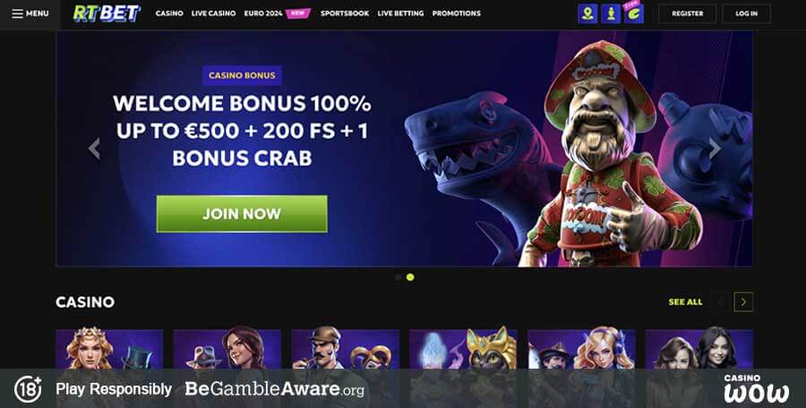 RTBet Casino Lobby