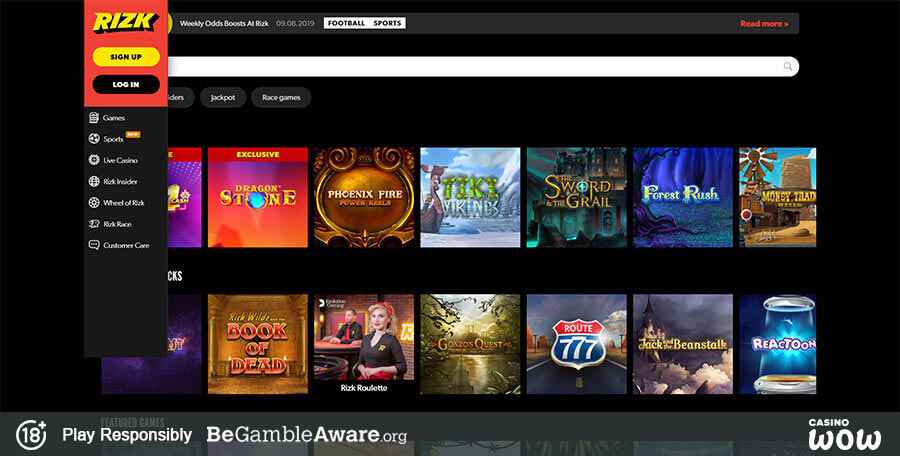 Rizk Casino Games