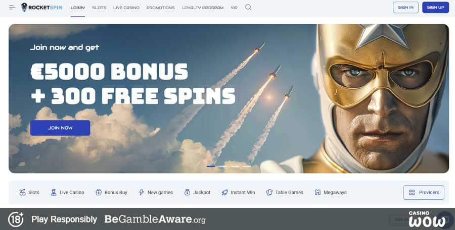 Rocketspin Casino Lobby