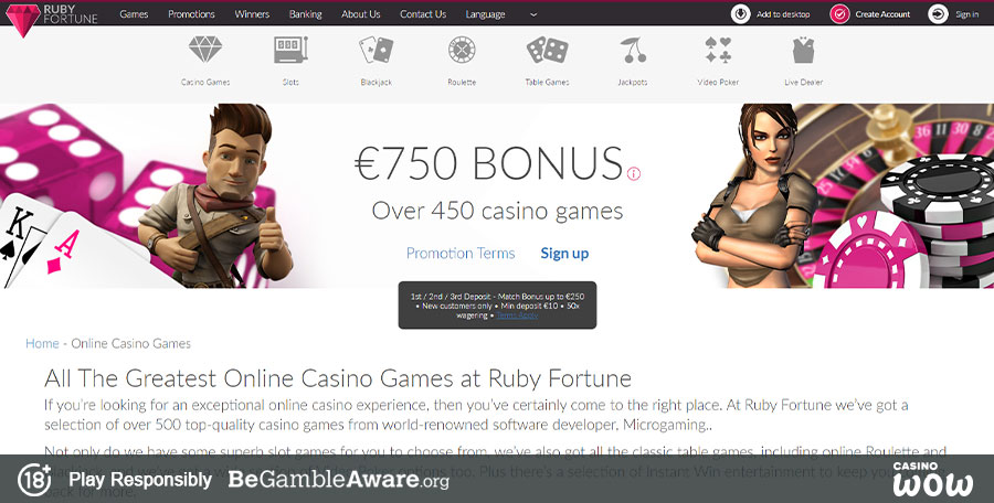 Ruby Fortune Casino Games