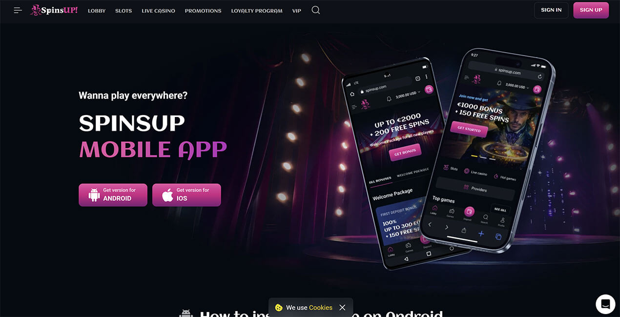 SpinsUp casino mobile app