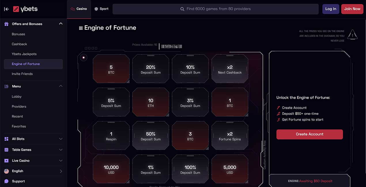 Engine of Fortune at Ybets casino