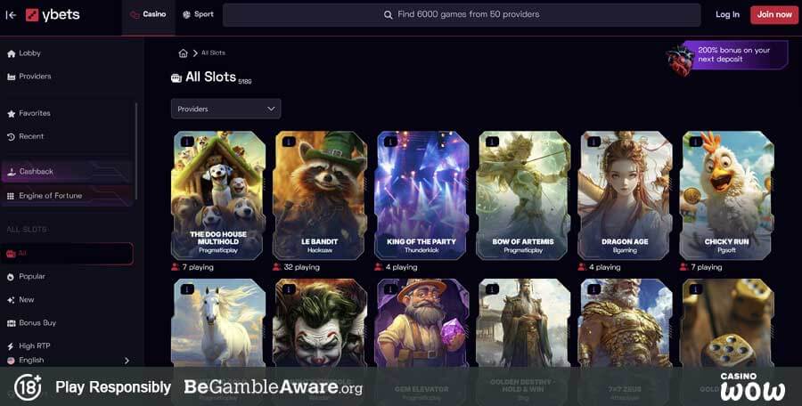 Ybets Casino Games