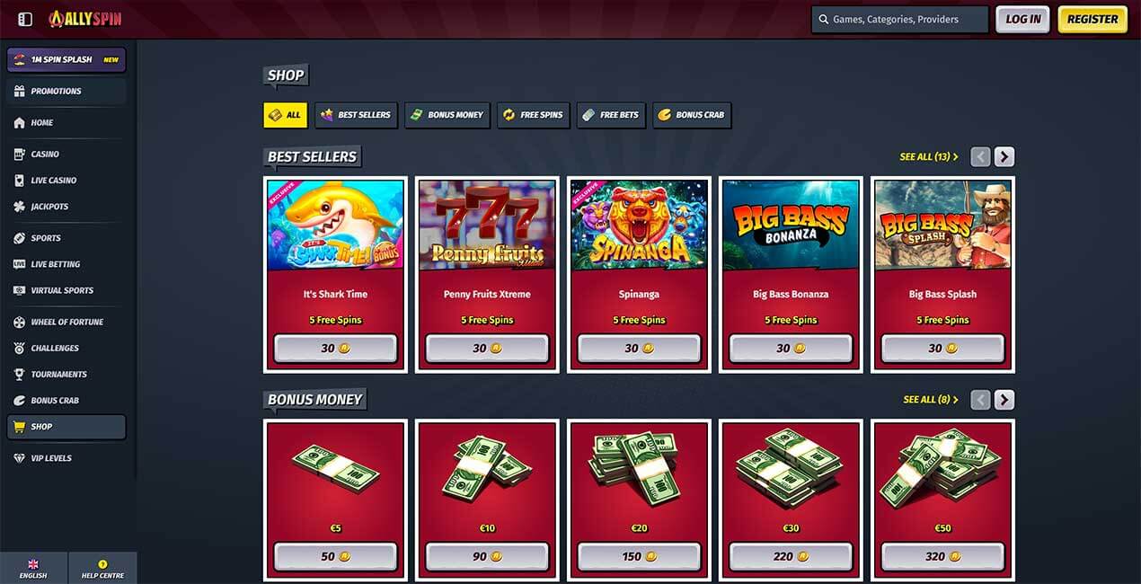 AllySpin casino Bonus Shop