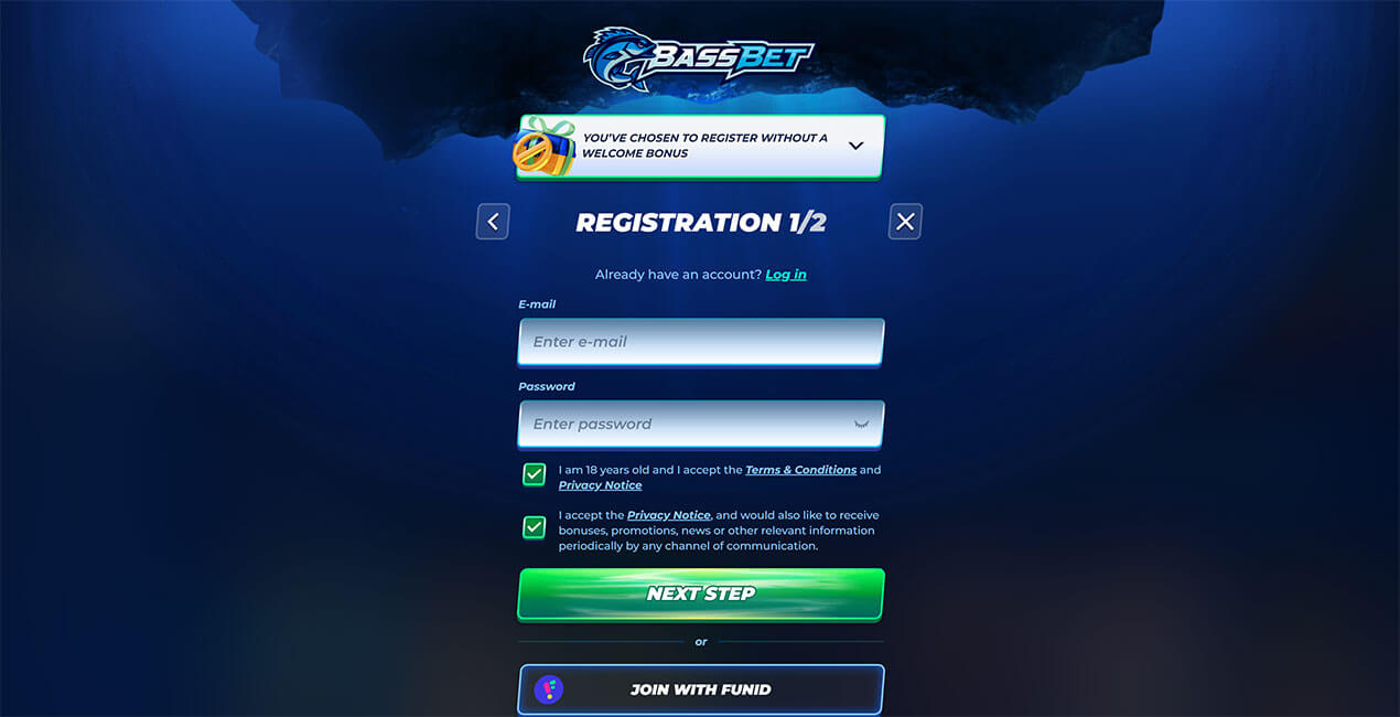 BassBet casino registration