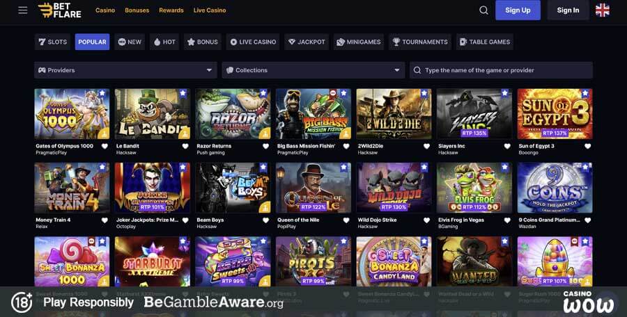 Betflare.io Casino Games