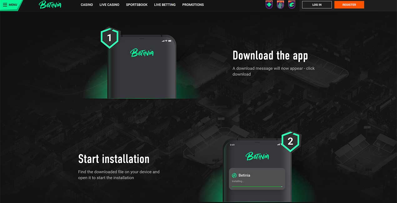 Betinia casino Mobile App