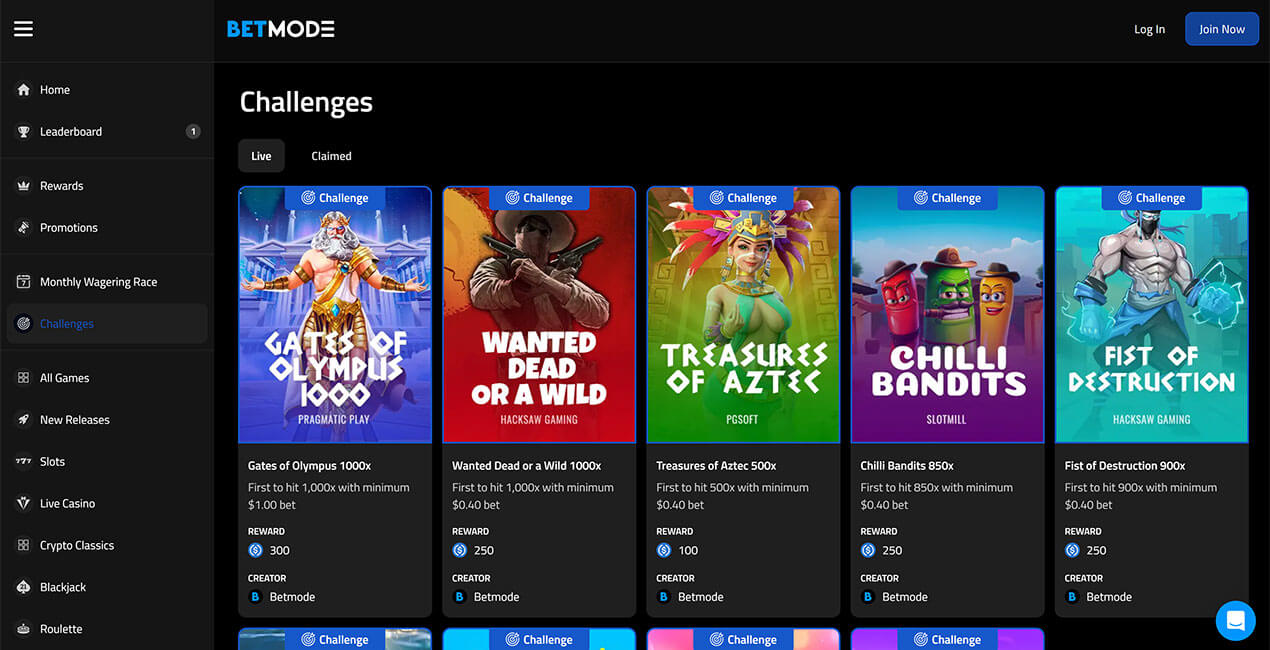 Betmode casino Challenges